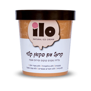 גלידה טבעונית קרמל סוכר קוקוס עם פקאן קלוי Ilo