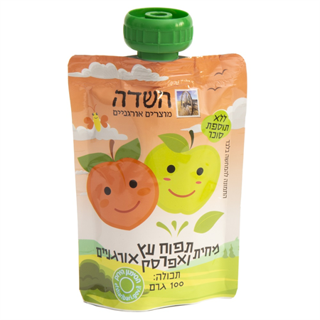 סקוויז מחית תפוח ואפרסק אורגני